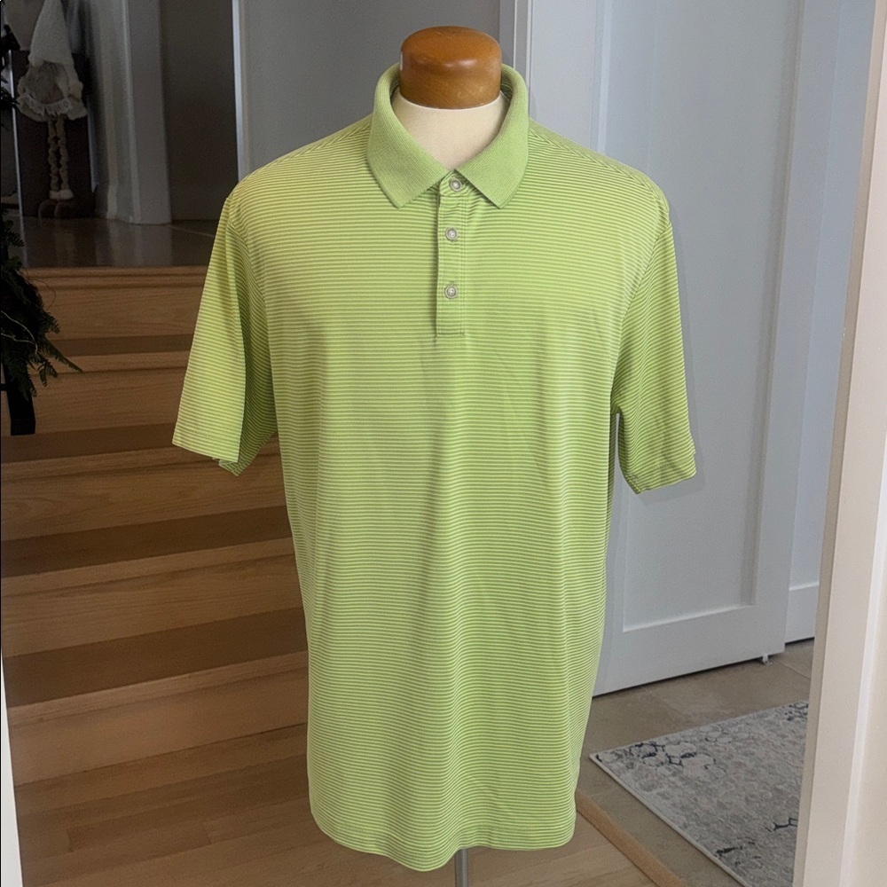 Tommy Bahama Green Striped Short Sleeve Polo Shirt Size XL